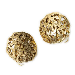 Chanel CC Round Clip On Earrings